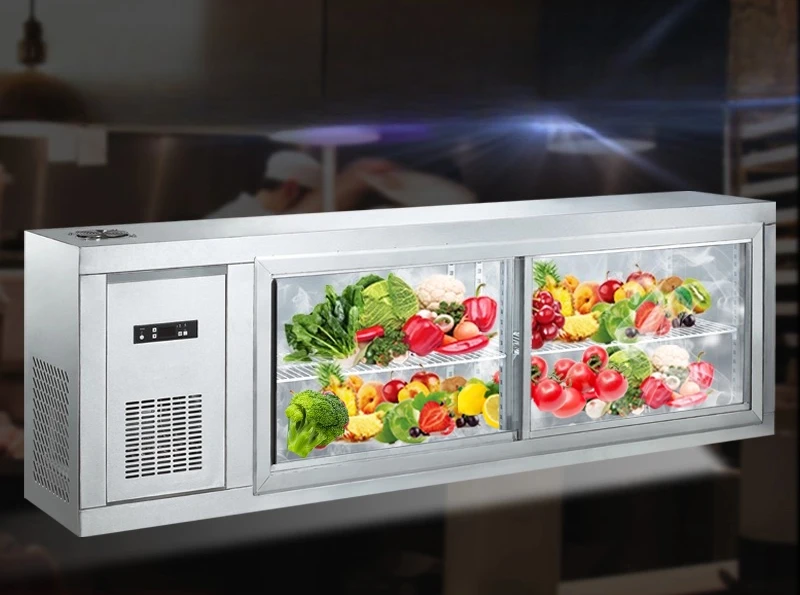 Commercial Kitchen Wall - Congelador de pared con vitrina expositora,