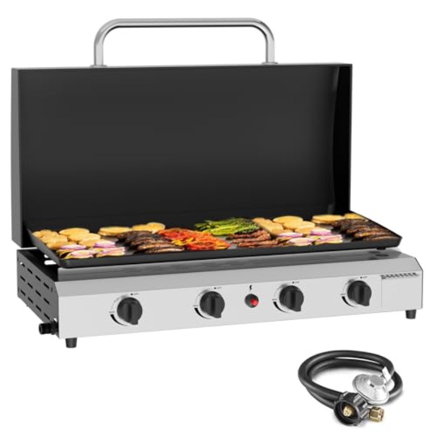 Electric Griddle Flat Top - Plancha de Gas de 4 Quemadores