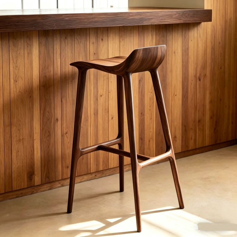 Commercial Kitchen Interior - Taburetes de madera para ahorrar espacio,